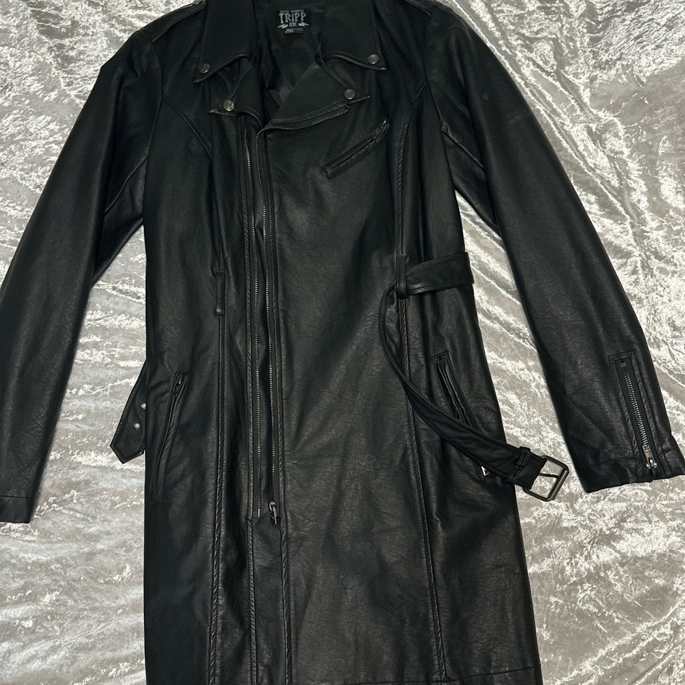 Black Leather Trench Coat